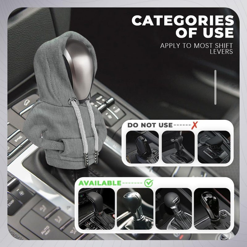 RGOAANC Gear Shift Hoodie, Gear Shift Cover, Fashionable Hoodie Automotive Gear Shift Knob Protector, Car Accessories Mini Sweater Gear Shift Knob Cover for Car Gear Shift Levers (Gray) - Image 5